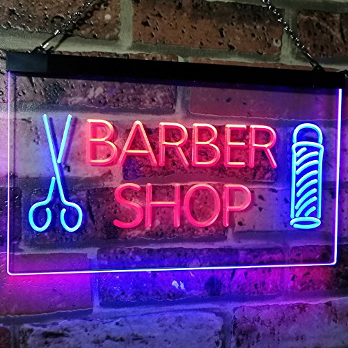 Barber Shop Dual LED Neon Light Sign